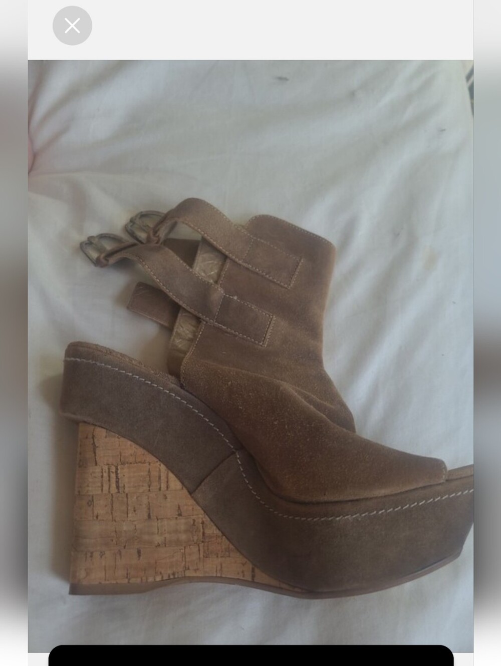 Vic Matie Women’s Beige Suede Cork Wedge Platform Sandals 37/6.5